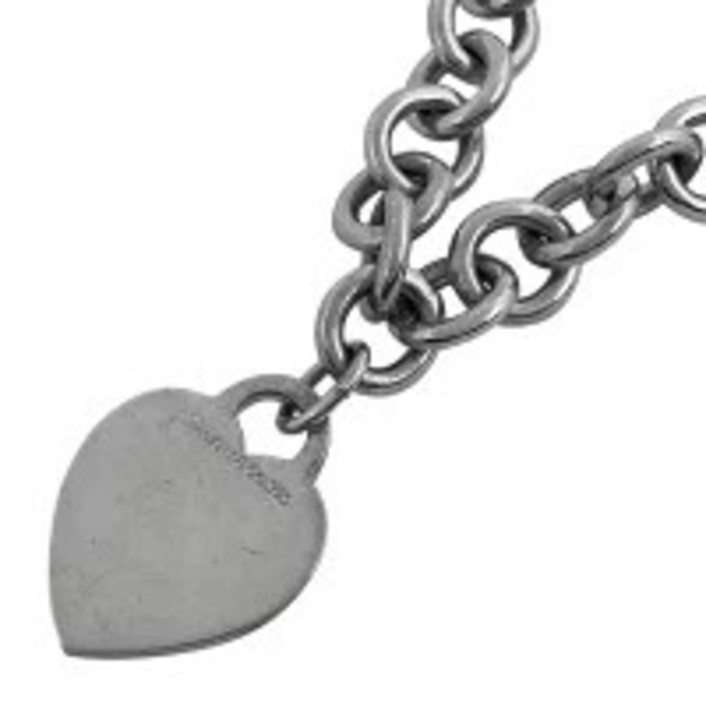 Tiffany Co Heart Motif Chain Necklace Choker Sterling Silver
